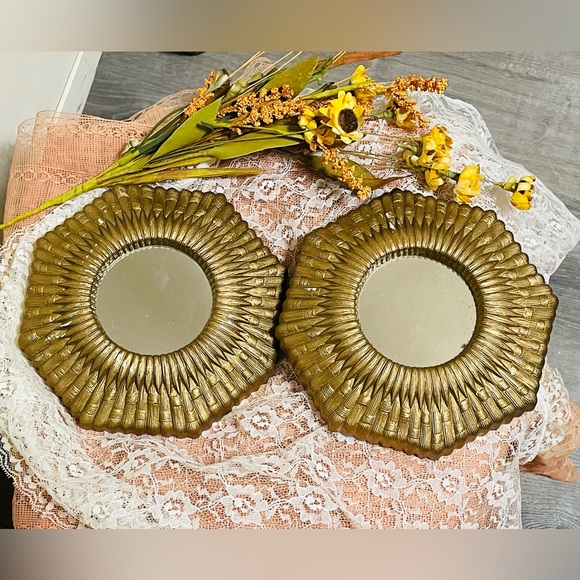 Vintage Gold Hexagonal Wall Mirrors - Picture 1 of 2